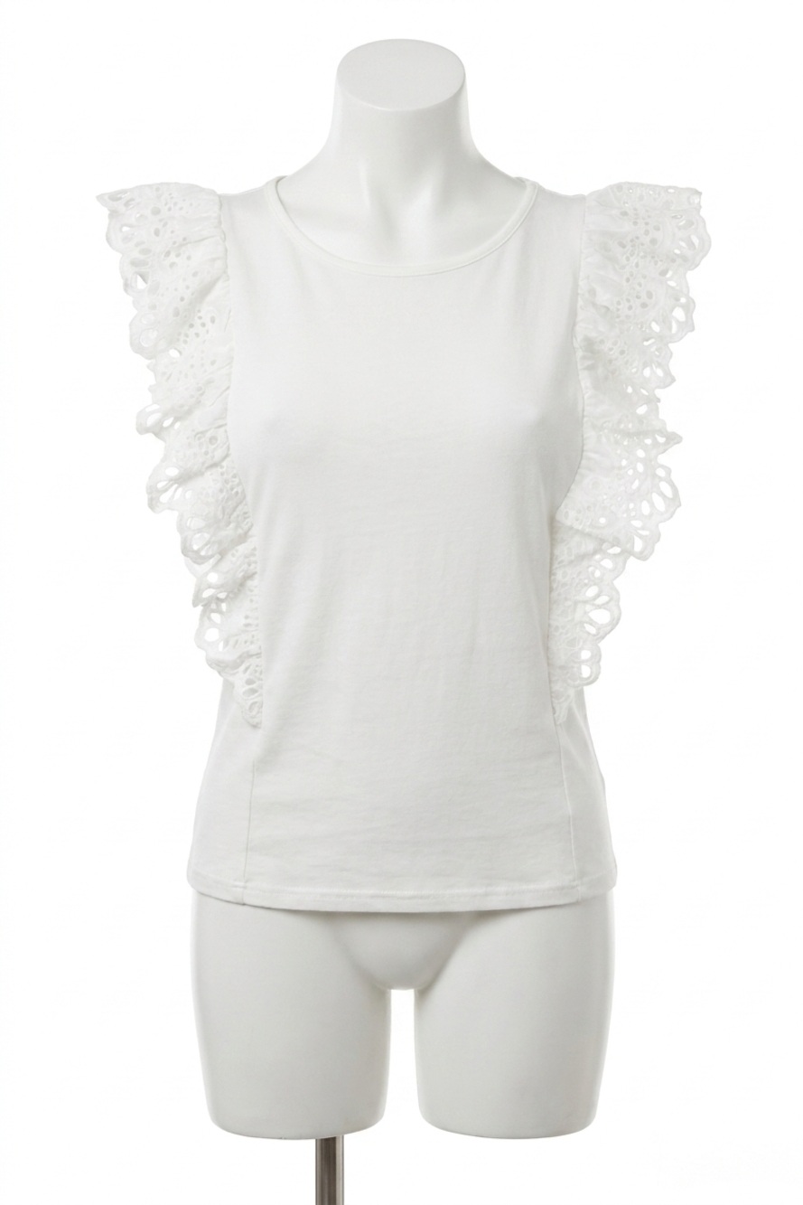 NEW BISHOP + YOUNG bruna eyelet tee in salt